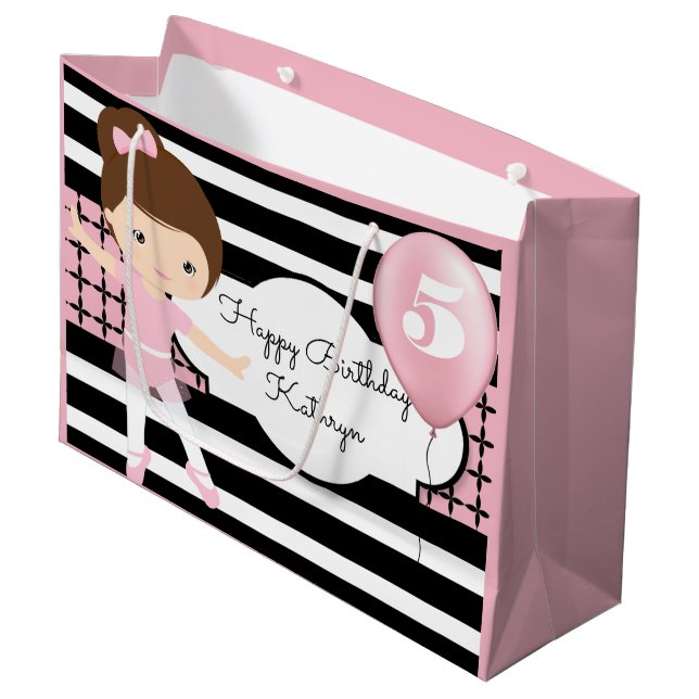 Pretty Ballerina w/Modern Patterns Large Gift Bag (Front Angled)