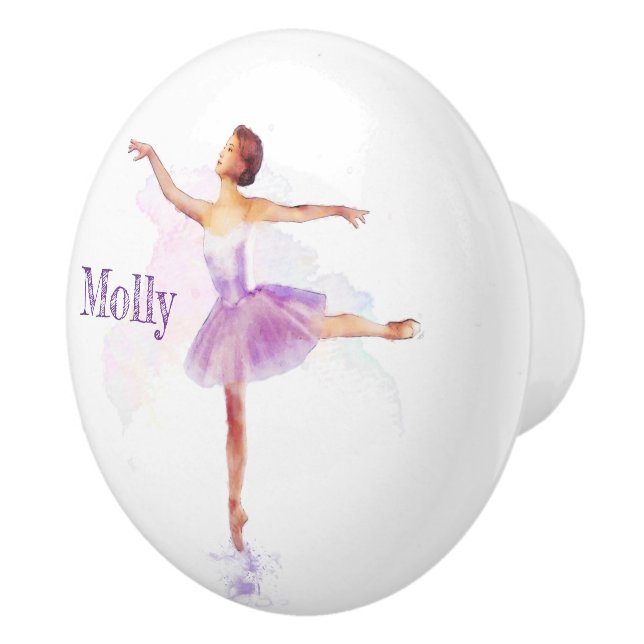 Pretty Ballet Dancer Painting - add name to Ceramic Knob (Right)