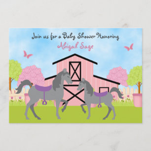 Pretty Barn Horse Baby Shower Invitations