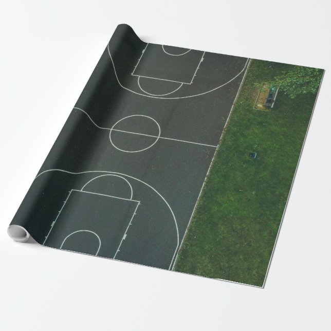 Pretty Basketball Wrapping Paper (Unrolled)
