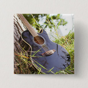 Pretty Bass Guitar 2 Inch Square Button