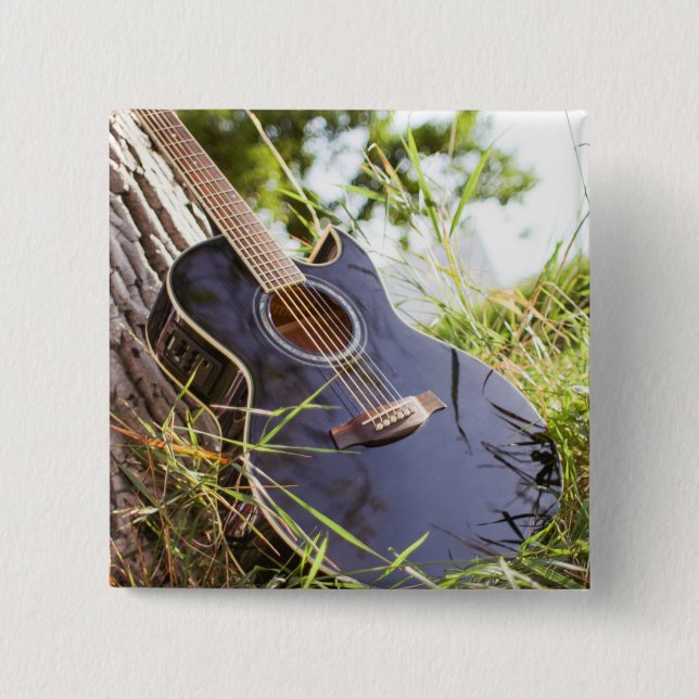 Pretty Bass Guitar 2 Inch Square Button (Front)