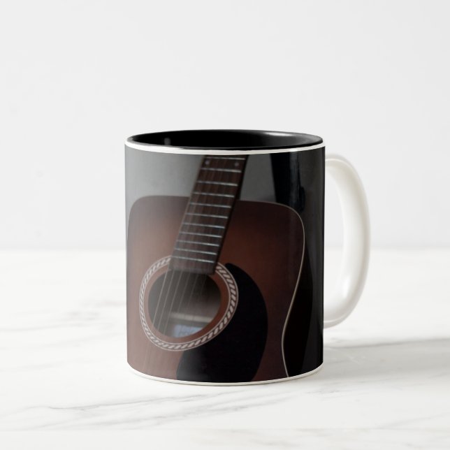 Pretty Bass Guitar Two-Tone Coffee Mug (Front Right)