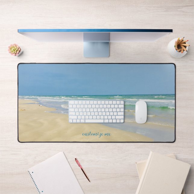 Pretty Beach House Personalized Coastal Photograph Desk Mat (Office 1)