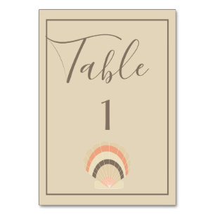 Pretty Beach Seashell Theme Table Number
