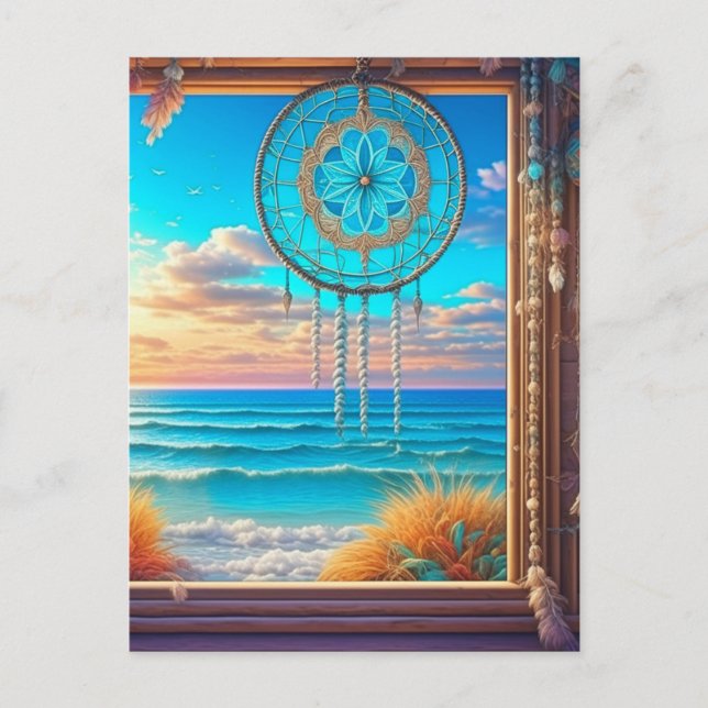Pretty Beachy Themed Dreamcatcher Postcard (Front)