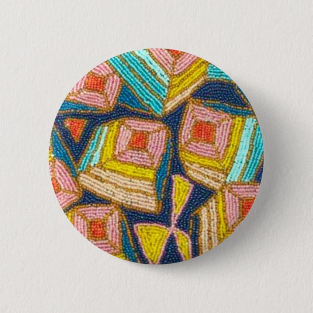 Pretty Beaded Art Deco Design 2 Inch Round Button (Front)
