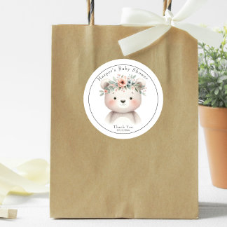 Pretty Bear Cub Baby Shower Thank You Favour Classic Round Sticker