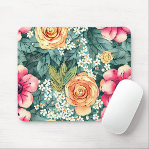Pretty beautiful watercolor botanical artwork mouse pad