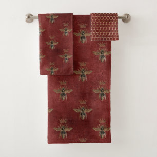 Pretty Bee Hive Pattern Bathroom Bath Towel Set
