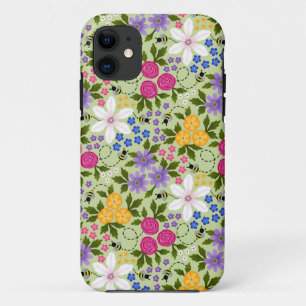 Pretty Bees and Buttercups Floral iPhone 11 Case