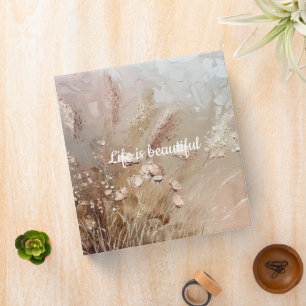 Pretty Beige Blush Boho Floral Binder