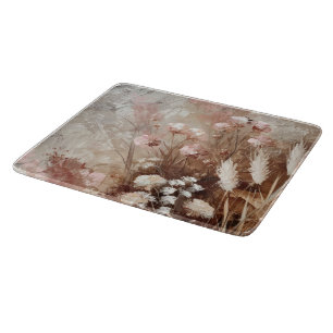 Pretty Beige Blush Pink Boho Floral  Cutting Board