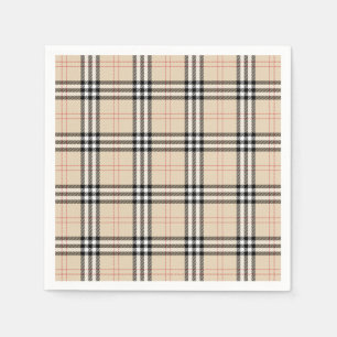 Pretty Beige Plaid Tartan Napkin