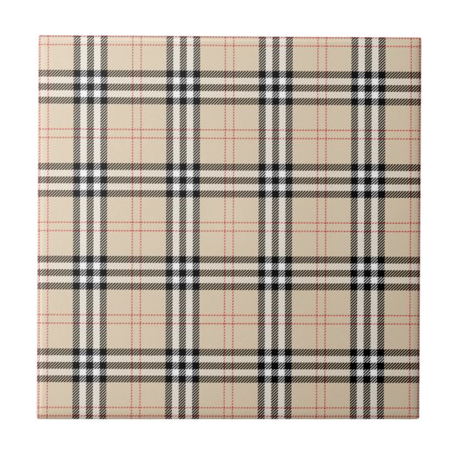 Pretty Beige Plaid Tartan Tile (Front)