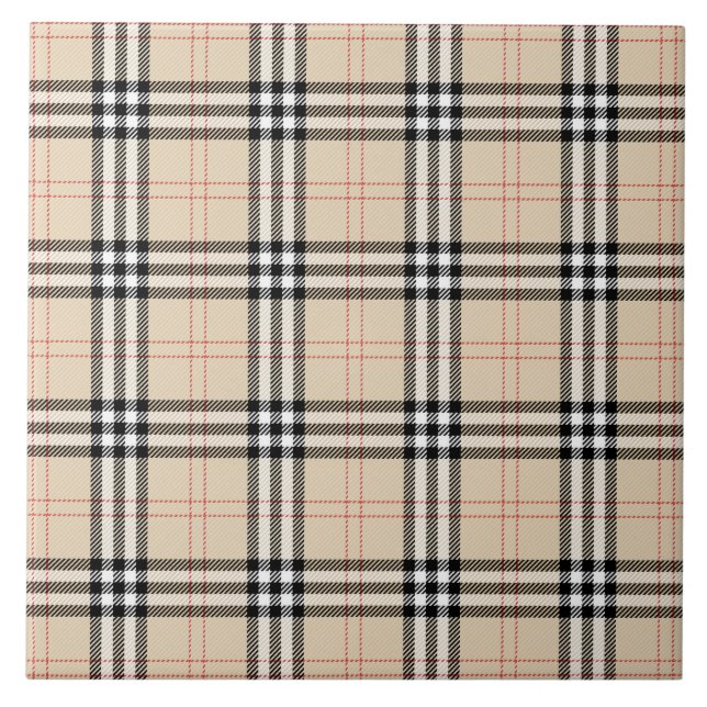 Pretty Beige Plaid Tartan Tile (Front)