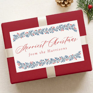 Pretty Berry Garland Christmas Personalized Sticker