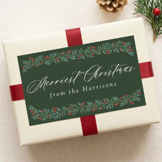 Pretty Berry Garland Christmas Personalized Sticker