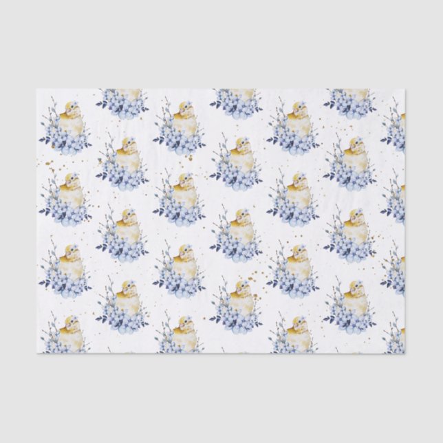 Pretty Bird and Flowers Tissue Paper (Front)