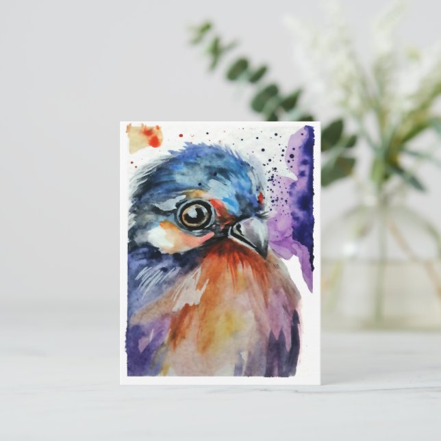 Pretty bird holiday postcard (Standing Front)