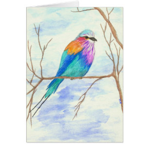 Pretty Bird, Lilac Breasted Roller, Watercolor Art