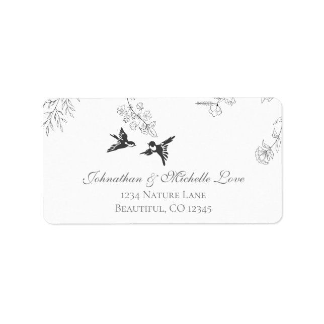 Pretty Birds and Branches Floral Garden Address Label (Front)