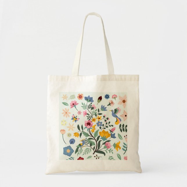 Pretty Birds And Flowers Tote Bag (Front)