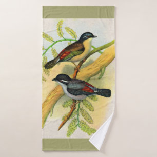 pretty birds print bath towel set