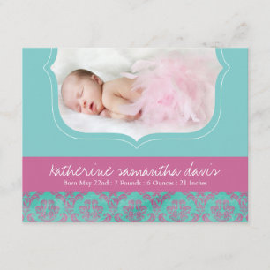 Pretty Birth Announcement Photo Card
