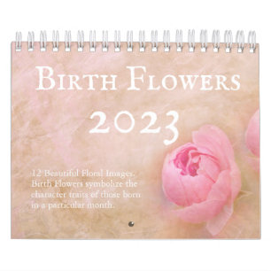 Pretty Birth Flowers and Meanings 12 month Calendar