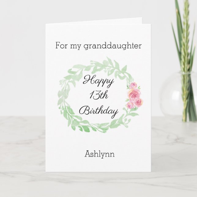 Pretty Birthday Granddaughter Card (Front)