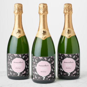 Pretty Birthday poodles Sparkling Wine Label