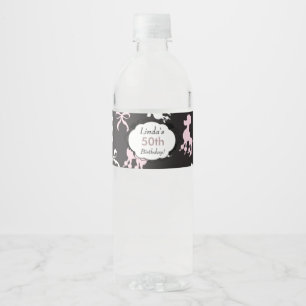 Pretty Birthday poodles Water Bottle Label