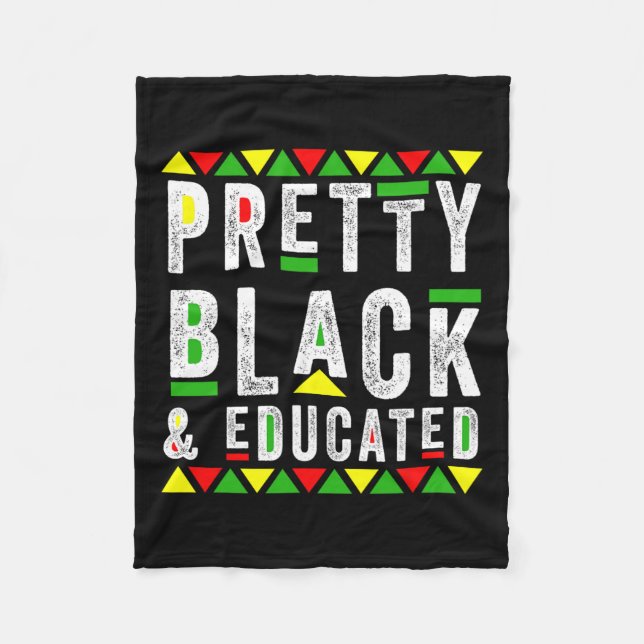 Pretty Black And Educated Queen Black African Amer Fleece Blanket (Front)
