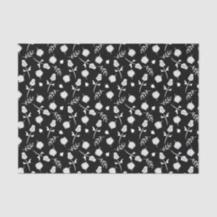 Pretty Black and White Roses Rosebud Floral Print Tissue Paper