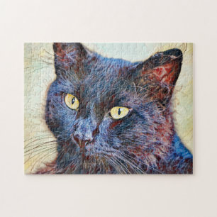 Pretty Black Cat Art Puzzle