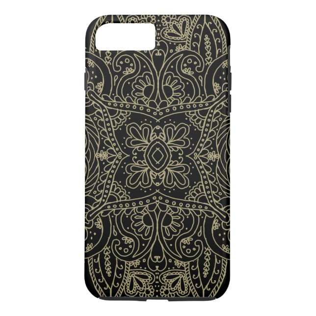 Pretty Black & Gold Mehndi Case-Mate iPhone Case (Back)