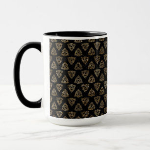 PRETTY BLACK & GOLD ROWS OF CELTIC KNOTS MUG