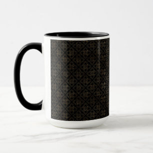 PRETTY BLACK & GOLD ROWS OF CELTIC KNOTS MUG