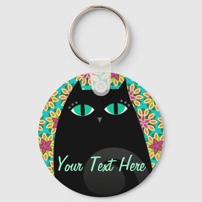 Pretty Black Kitty Keychain (Front)