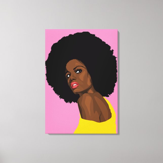 PRETTY BLACK LADY AFRO PRINT ON STRETCHED CANVAS (Front)