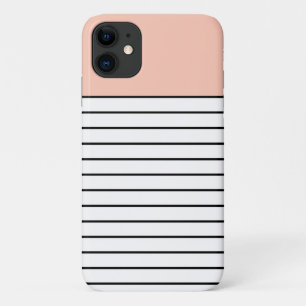 Pretty Black Stripes Peach iPhone 11 Case