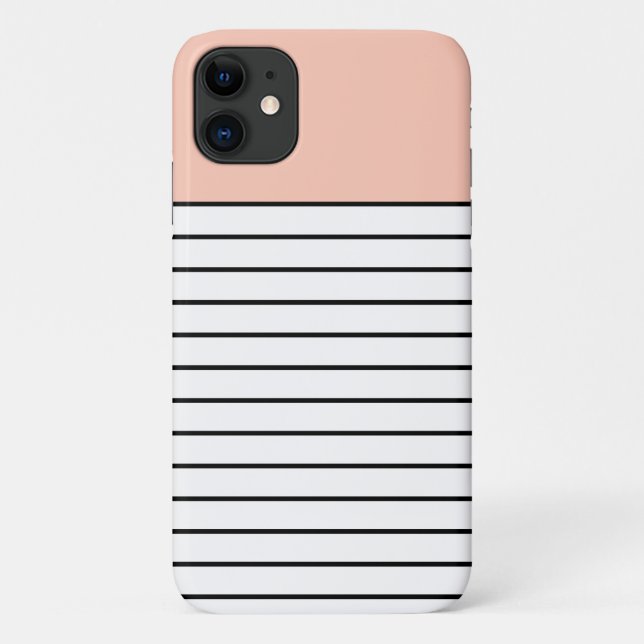 Pretty Black Stripes Peach Case-Mate iPhone Case (Back)