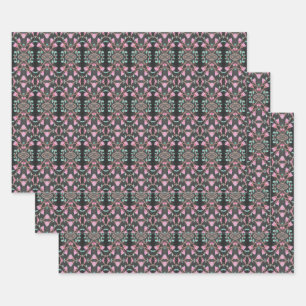 Pretty Black Teal and Pink Sheet Paper Gift Wrap