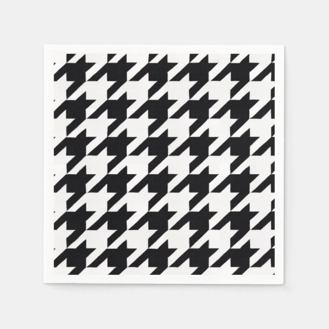 Pretty Black White Houndstooth Napkin (Front)