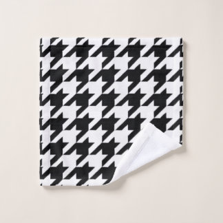 Pretty Black White Houndstooth Wash Cloth