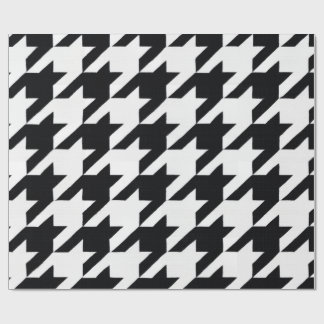 Pretty Black White Houndstooth Wrapping Paper