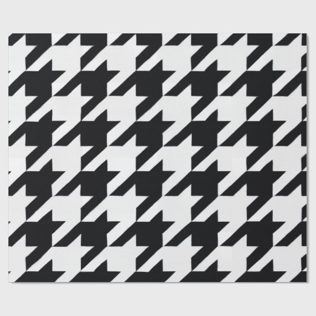 Pretty Black White Houndstooth Wrapping Paper (Flat)