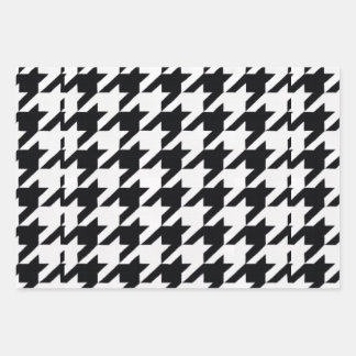 Pretty Black White Houndstooth Wrapping Paper Sheet