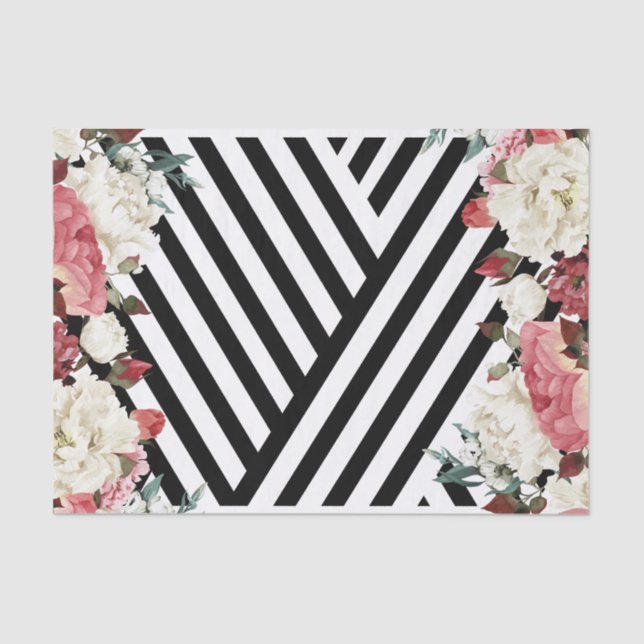 Pretty Black White Stripes 10lb Tissue Paper (Front)